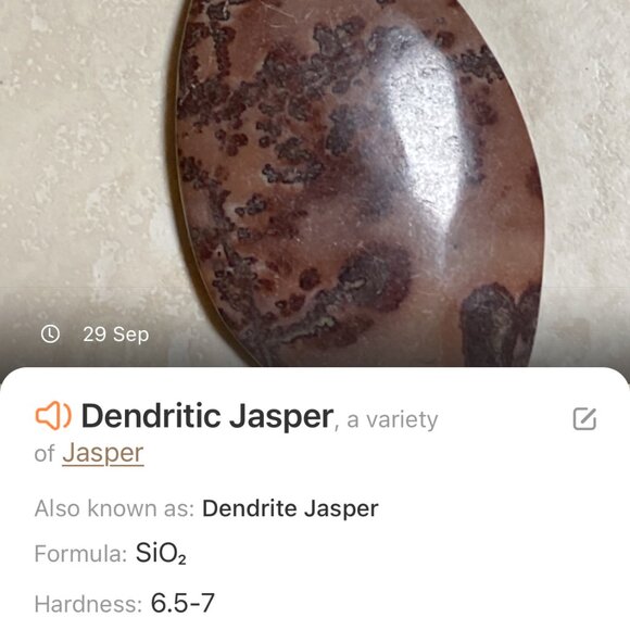 Leaf Shape Cherry Blossom Dendritic Jasper Pendant, Large Genuine Gemstone - Picture 10 of 11